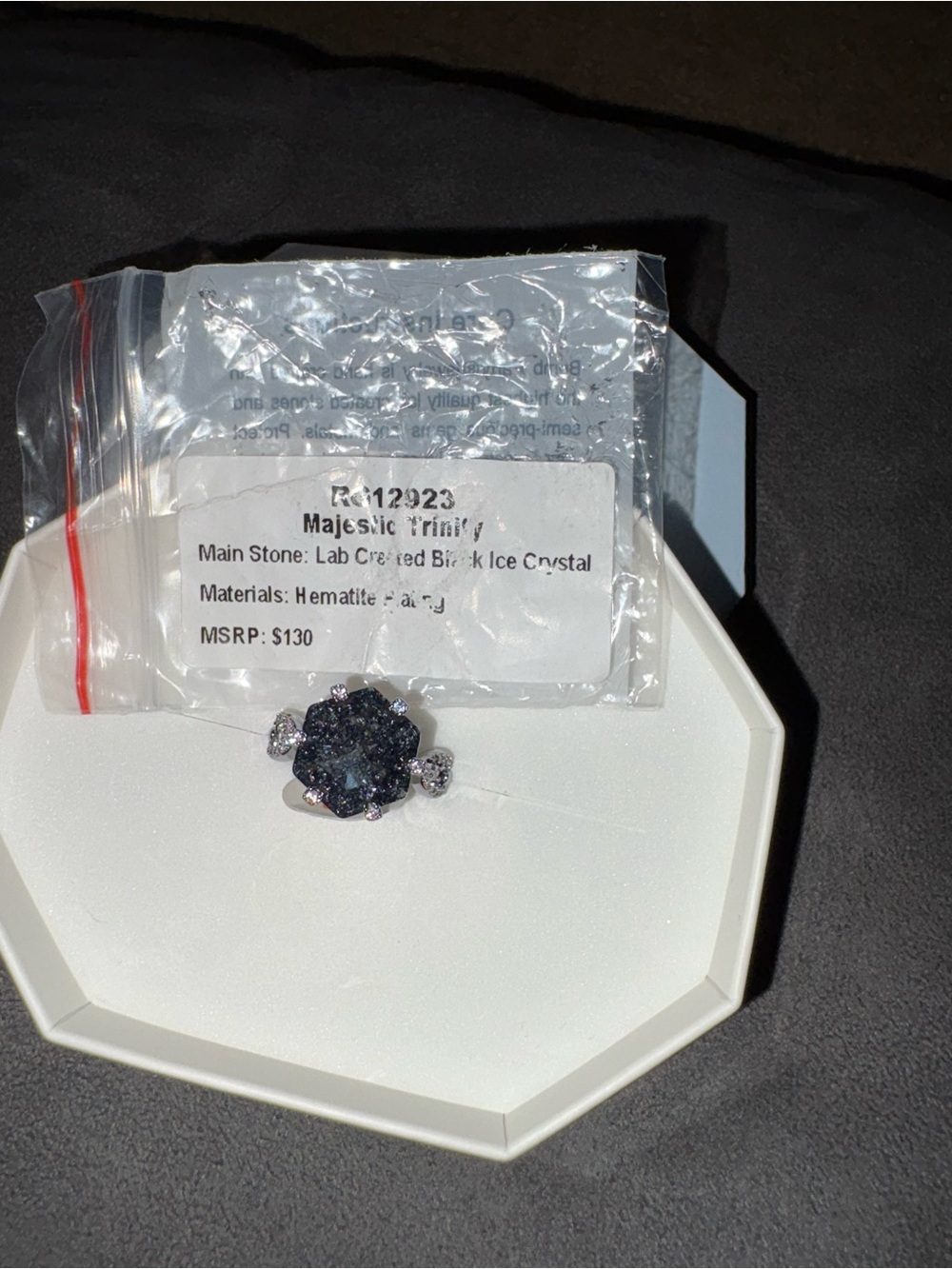 Majestic Trinity Black Ice Crystal Ring OG size 6